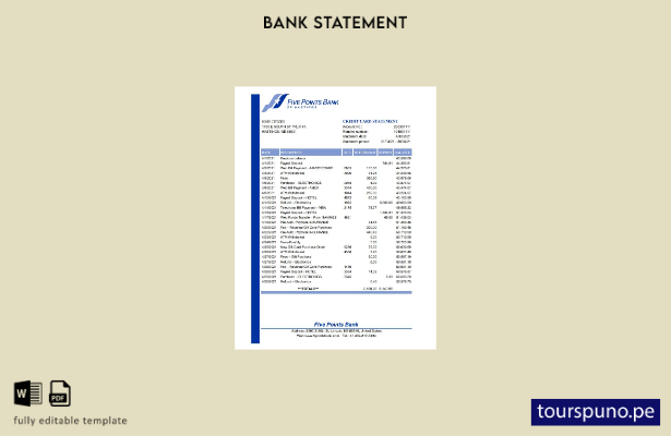 listo para imprimir plantilla de word   extracto bancario Five Points de EE. UU.